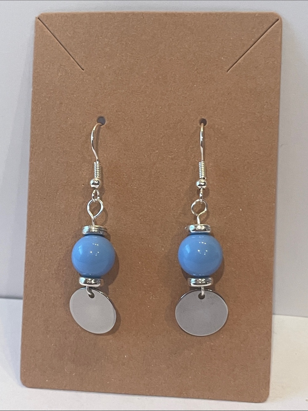 Periwinkle Blue Bead Dangle Earrings - Unknown Brand